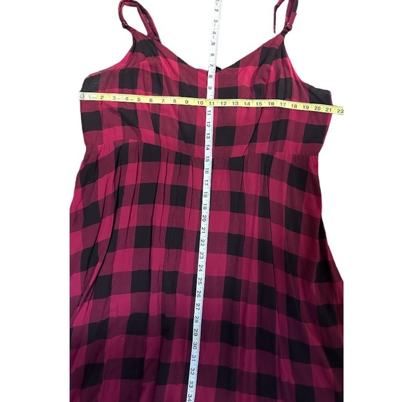 Torrid Burgundy Blaek Gingham Plaid Challis High Low Maxi Dress Sz 4 - Picture 14 of 16